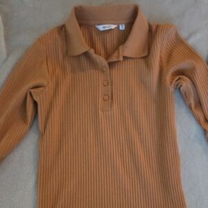 Reitmans Camel Ribbed Polo Top